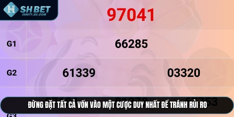 Đừng đặt tất cả vốn vào một cược duy nhất để tránh rủi ro